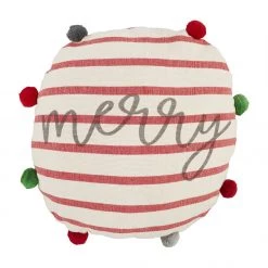 Mud Pie Round Christmas Pillow (Various Styles)