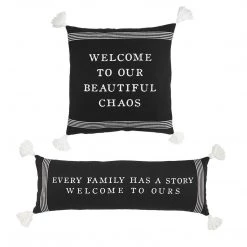 Mud Pie Family Stripe Black Pillow (Various Styles)
