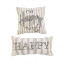 Mud Pie Happy Tufted Pillow (Various Styles) Pillows