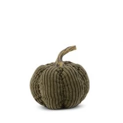 K&K Interiors Pumpkins Corduroy Pumpkin, Khaki Green