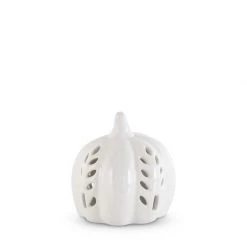 K&K Interiors Lamps Ceramic LED Cutout Mini Pumpkin, White
