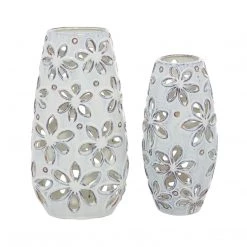 UMA Ceramic Vase With Flower Cutout Design (Various Sizes) Vases, Bottles, & Containers