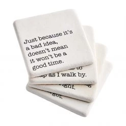 Mud Pie Sentiment Stone Coasters, Set Of 4 (Various Styles)