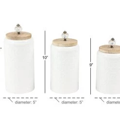UMA Home Accents Metal Canisters With Wooden Lids, Set Of 3