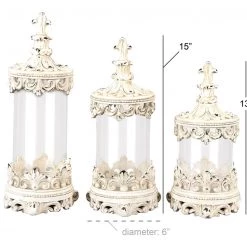 UMA Home Accents Polystone Glass Canister, Set Of 3