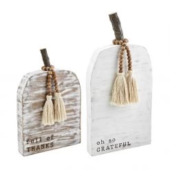 Mud Pie White Washed Pumpkin Plaque (Various Styles) 7 Mud Pie White Washed Pumpkin Plaque (Various Styles)