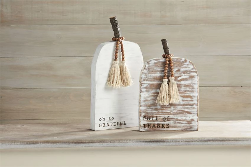 Mud Pie White Washed Pumpkin Plaque (Various Styles) 1 Mud Pie White Washed Pumpkin Plaque (Various Styles)