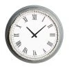 UMA Wall Clocks White Metal Wall Clock With Blue Trim