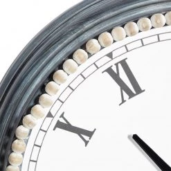 UMA Wall Clocks White Metal Wall Clock With Blue Trim