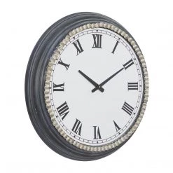 UMA Wall Clocks White Metal Wall Clock With Blue Trim