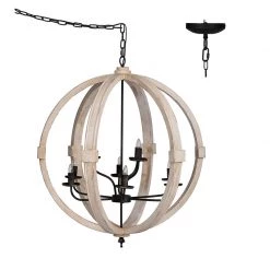 A&B Home Sphere-Shaped Wood Frame Chandelier