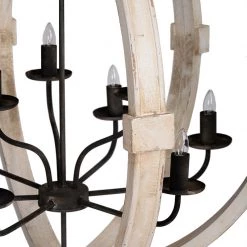 A&B Home Sphere-Shaped Wood Frame Chandelier