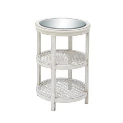UMA Accent Furniture Wood & Mirror White Accent Table