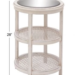 UMA Accent Furniture Wood & Mirror White Accent Table