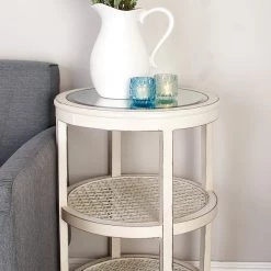UMA Accent Furniture Wood & Mirror White Accent Table