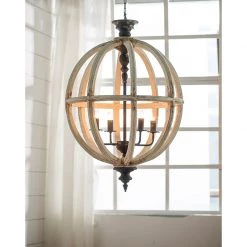 A&B Home Country-Style Fir Wood Chandelier