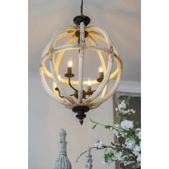 A&B Home Country-Style Fir Wood Chandelier