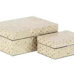UMA Beige Mother Of Pearl Coastal Box (Various Sizes) Home Accents