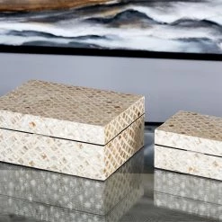 UMA Beige Mother Of Pearl Coastal Box (Various Sizes) Home Accents