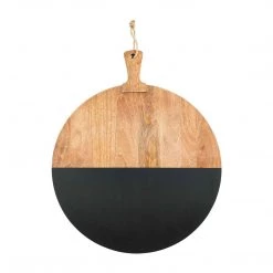 Mud Pie Round Black Wood Board