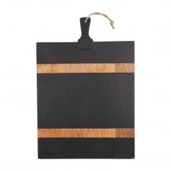 Mud Pie Black Wood Strap Board Home Accents