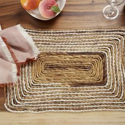 UMA Home Accents Rectangular Striped Brown Banana Leaf Placemat, Single