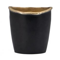 A&B Home Home Accents Curved Rim Black And Gold Vase (Various Sizes)