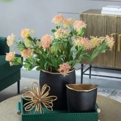 A&B Home Home Accents Curved Rim Black And Gold Vase (Various Sizes)