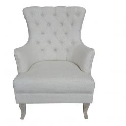 Forty West Designs Accent Chairs Tufted Wing Chair, Ivory