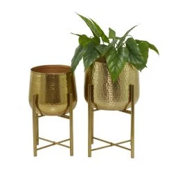 UMA Hammered Gold Metal Modern Planter (Various Sizes)