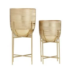 UMA Gold Iron Modern Planter (Various Sizes) Vases, Bottles, & Containers