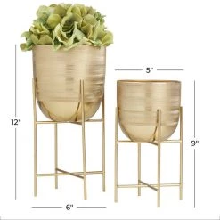 UMA Gold Iron Modern Planter (Various Sizes) Vases, Bottles, & Containers