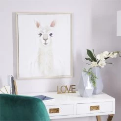 UMA Cosmopolitan White Alpaca Framed Wall Art