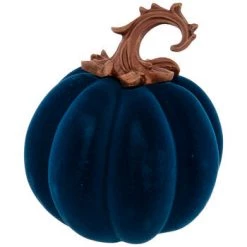 The Mint Julep Dark Blue Flocked Pumpkin Porch View Home Candles