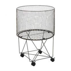 UMA Round Metal Storage Basket With Casters Home Accents