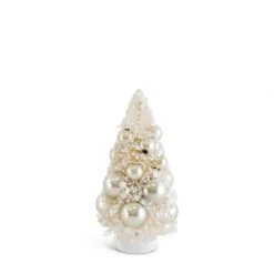 K&K Interiors Cream Bottle Brush Tree With Champagne Ornaments (Various Sizes)