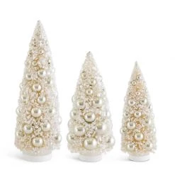 K&K Interiors Cream Bottle Brush Tree With Champagne Ornaments (Various Sizes)