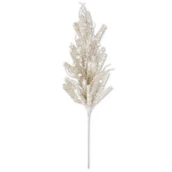 K&K Interiors 34" Champagne Tinsel Twig And Pearl Stem Christmas Florals