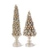 K&K Interiors Christmas Home Decor Resin Glittered Pinecone & Acorn Trees (Various Styles)
