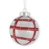 K&K Interiors Glittered Red And Silver Plaid Ornament Ornaments