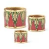 K&K Interiors Christmas Kitchen & Dining Red, Green & Gold Resin Nesting Drum Containers/Risers (Various Sizes)