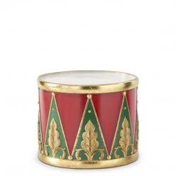 K&K Interiors Christmas Kitchen & Dining Red, Green & Gold Resin Nesting Drum Containers/Risers (Various Sizes)