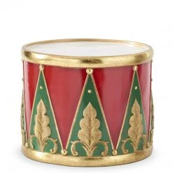 K&K Interiors Christmas Kitchen & Dining Red, Green & Gold Resin Nesting Drum Containers/Risers (Various Sizes)