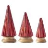 K&K Interiors Christmas Home Decor Ribbed Red Mercury Glass Trees On Wood Base (Various Sizes)