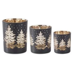K&K Interiors Candleholders Matte Black With Rose Gold Winter Votive (Various Sizes)