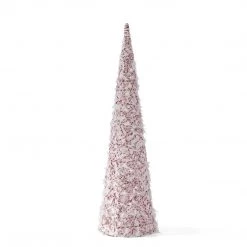 K&K Interiors Glittered White & Red Twine Cone Trees (Various Sizes)