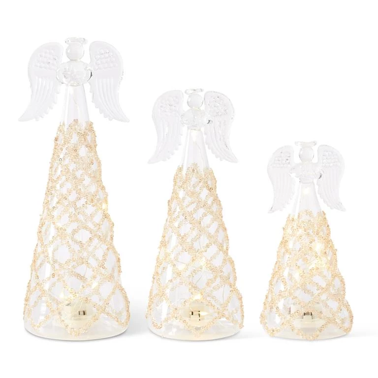 K&K Interiors Christmas Home Decor Clear Glass LED Lattice Angel, Gold (Various Sizes) 1 K&K Interiors Christmas Home Decor Clear Glass LED Lattice Angel, Gold (Various Sizes)