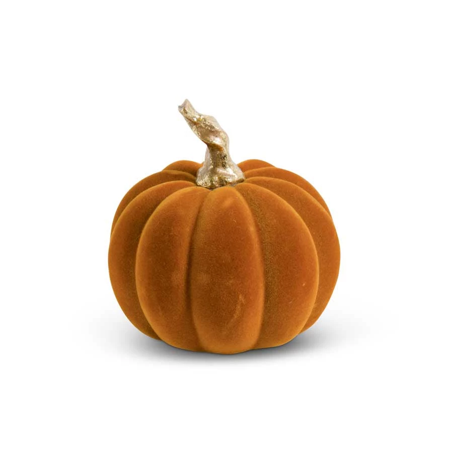 K&K Interiors Resin Orange Velvet Pumpkin, Short 1 K&K Interiors Resin Orange Velvet Pumpkin, Short
