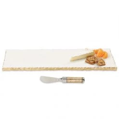 Mud Pie Long Gold Marble Platter Set