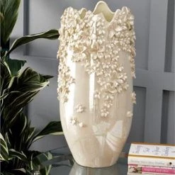 UMA Vases, Bottles, & Containers Ceramic Vase With Flower Design